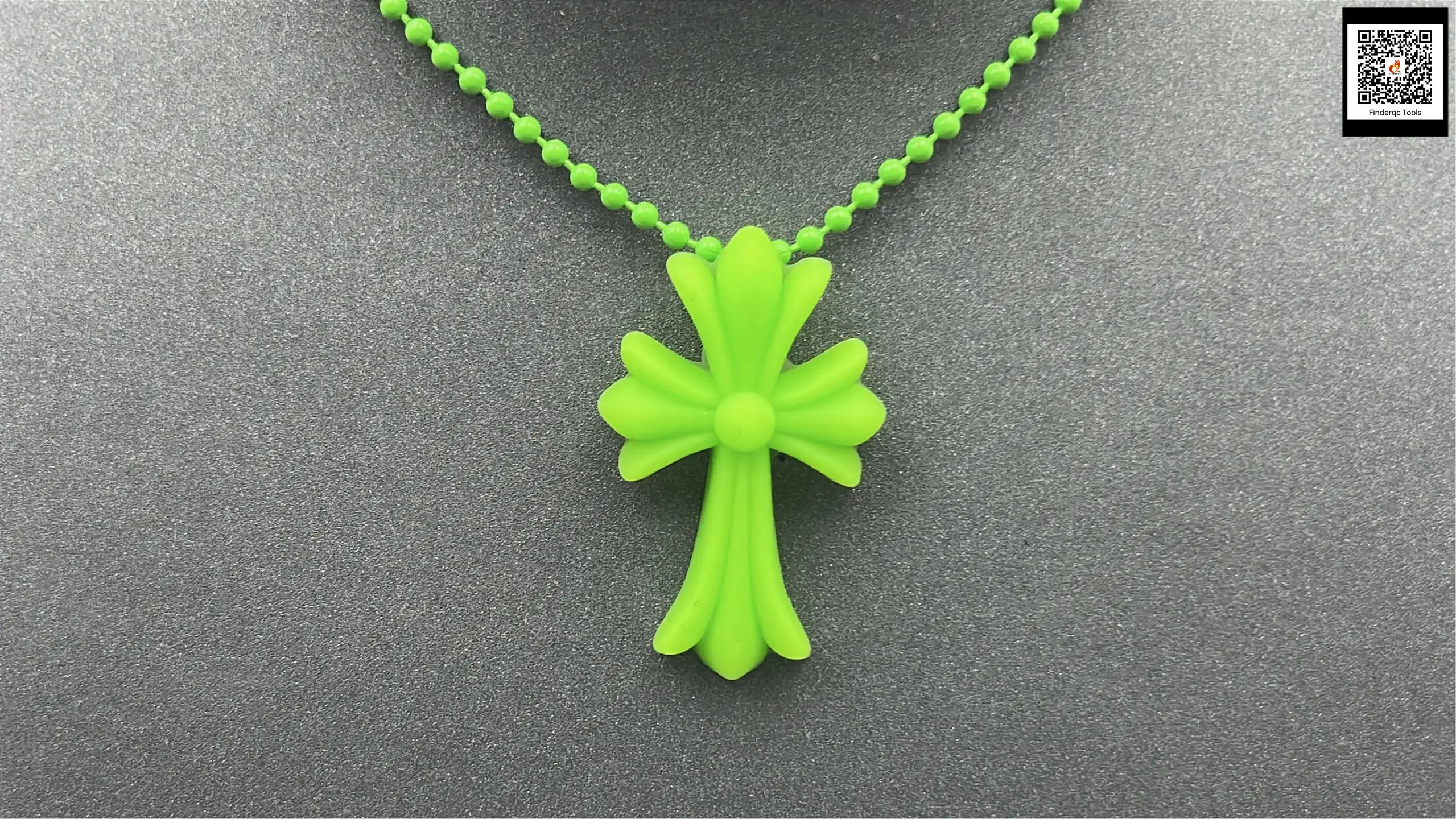 CH Cross Necklace Neon Green