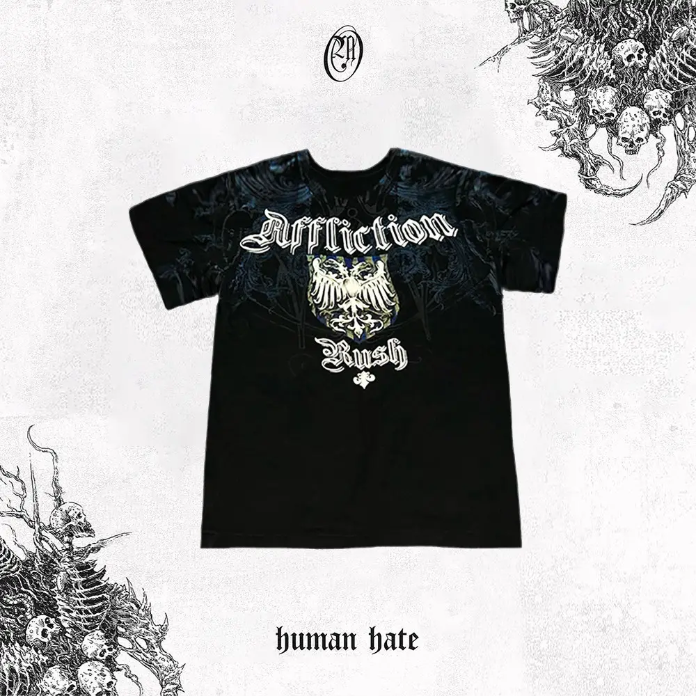 Rare! Affliction Xtreme American Luxury Fashion Punk Outfits Punk Vintage Short-Sleeved T-Shirt
