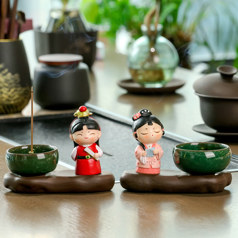 Chinese-style Antique Dream of Red Mansions Incense Pot Incense Line Incense Cute Doll Sandalwood Incense Cam