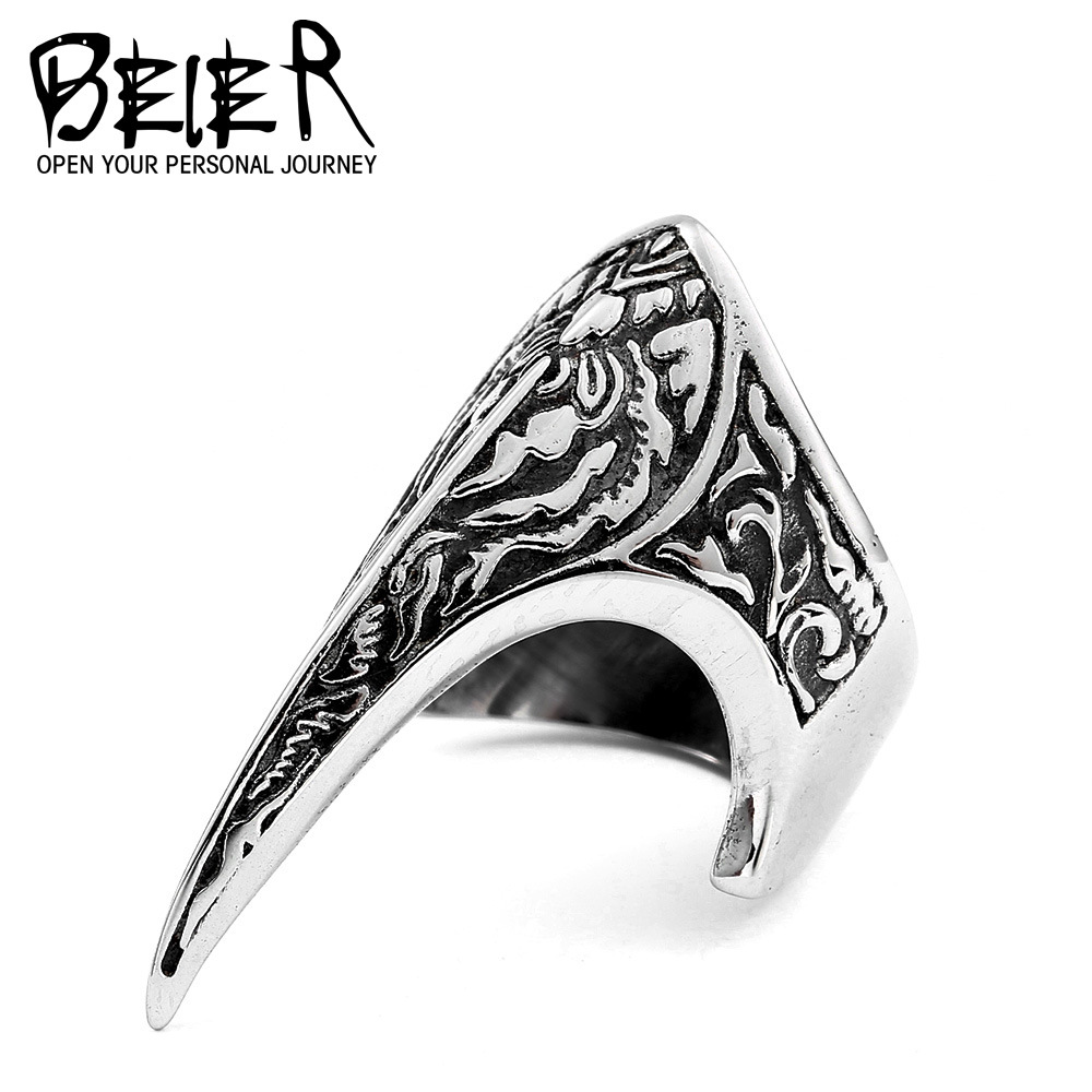 beier personalized vintage jewelry wholesale stainless steel carved armor ring men's fashion ring