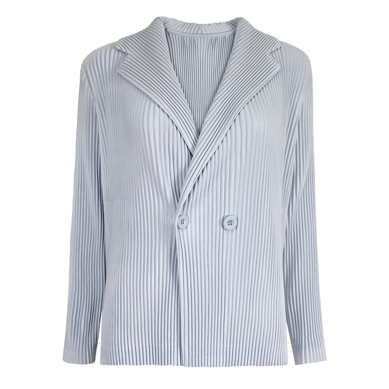 2026 Spring Women's Blazer, New Miyake Design, Double-Breasted, Loose Fit, Slimming Casual Suit for Women
