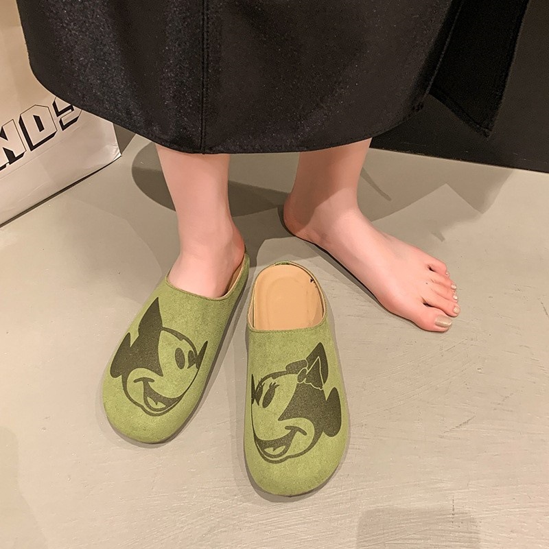 Cartoon Cute Closed-Toe Half Slippers for Women 2026 Spring New Style Outdoor Retro Lazy Comfortable Versatile Birkenstock Slippers