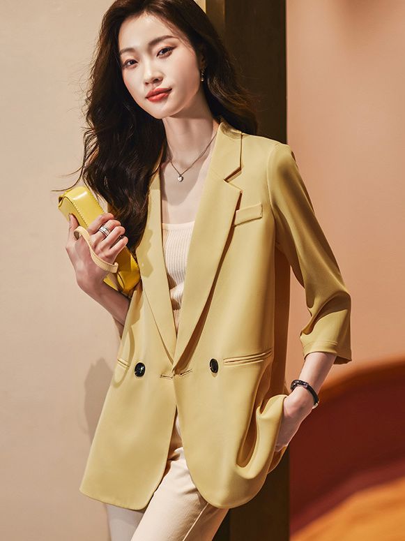 Qigu Niang draping small suit jacket women's Korean-style spring and autumn thin casual all-match top elegant high-grade suit
