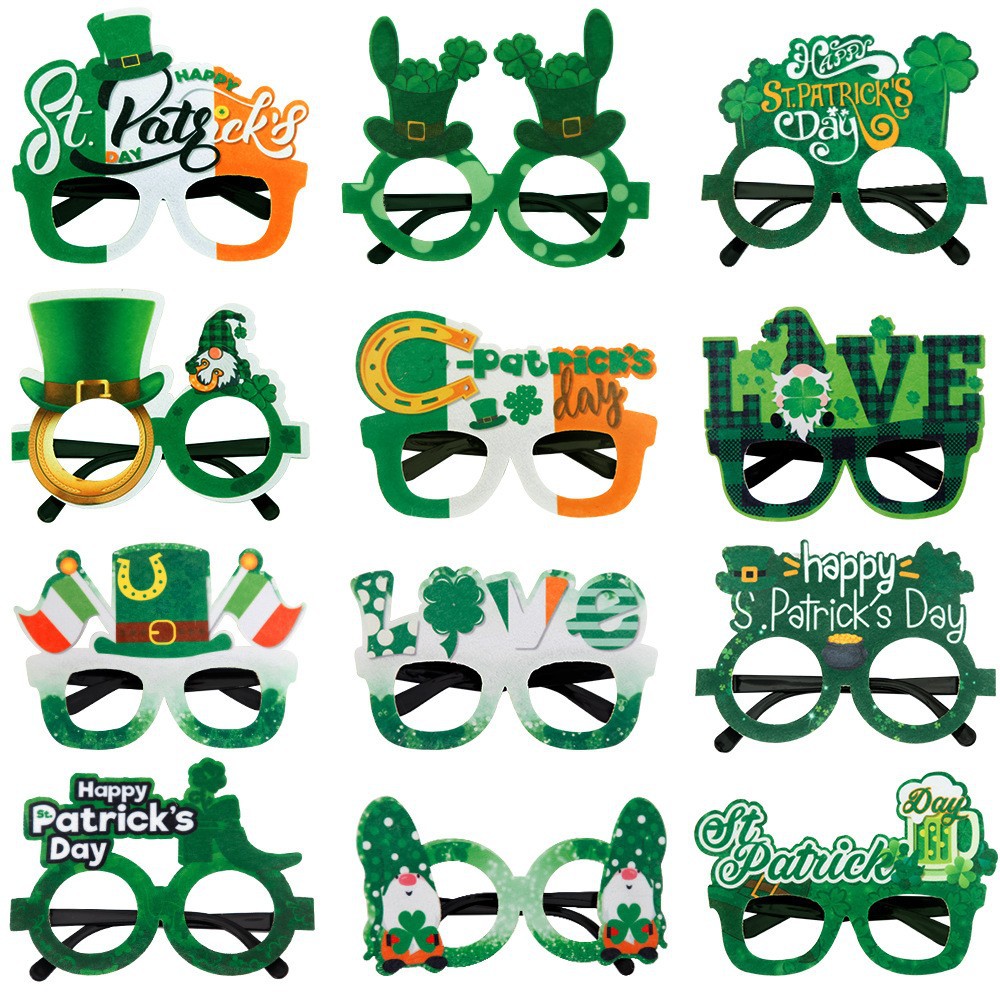 2025 St. Patrick's Day Irish Shamrock Glasses Holiday Supplies Photo Party Dress up Funny Glasses