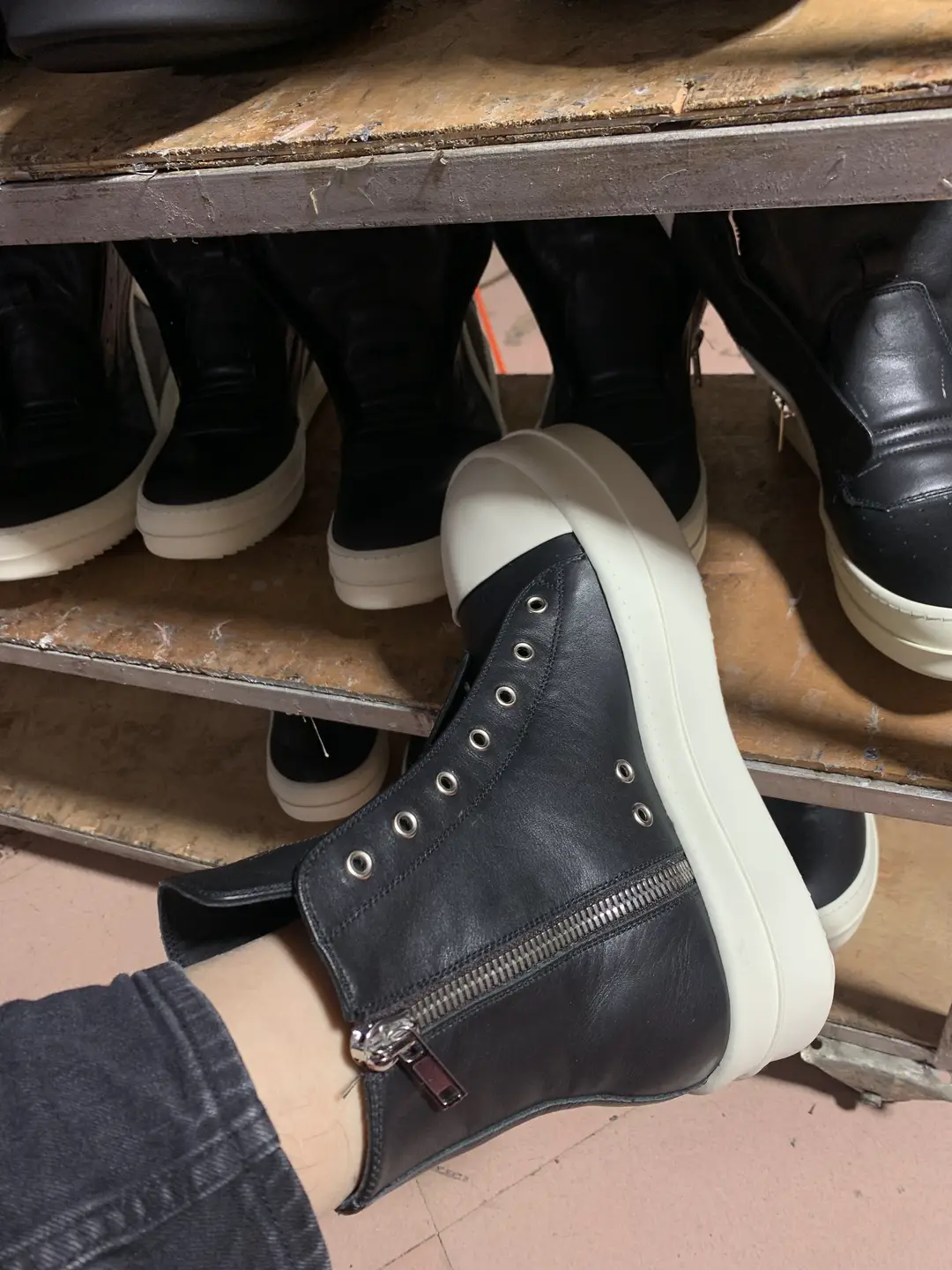 RICK OCEAN Ovvens high top shoes, thick soled height increasing board shoes, mega bumper Ramones