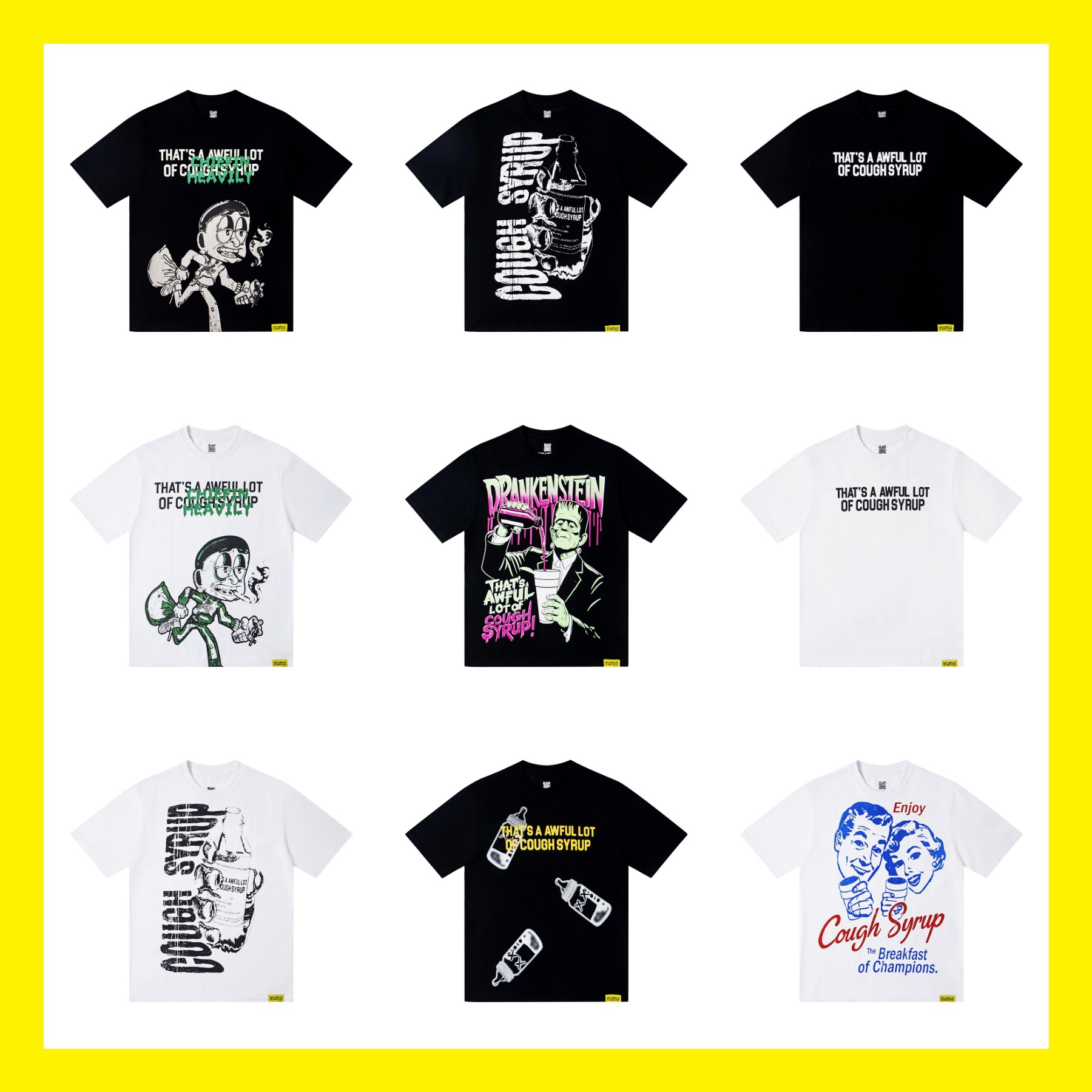 Ts Cross-Border Wholesale That's a High-Quality Awful Pure Cotton Lot Round Neck T-Shirt of Short-Sleeve Cough Syrup