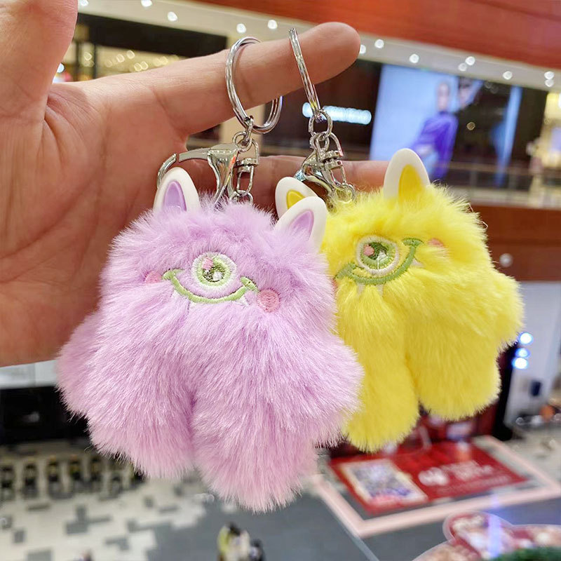 Cross-border Hot Cute Plush Pendant Creative Powder Stupid Keychain Couple Bag Pendant Gift Doll Doll