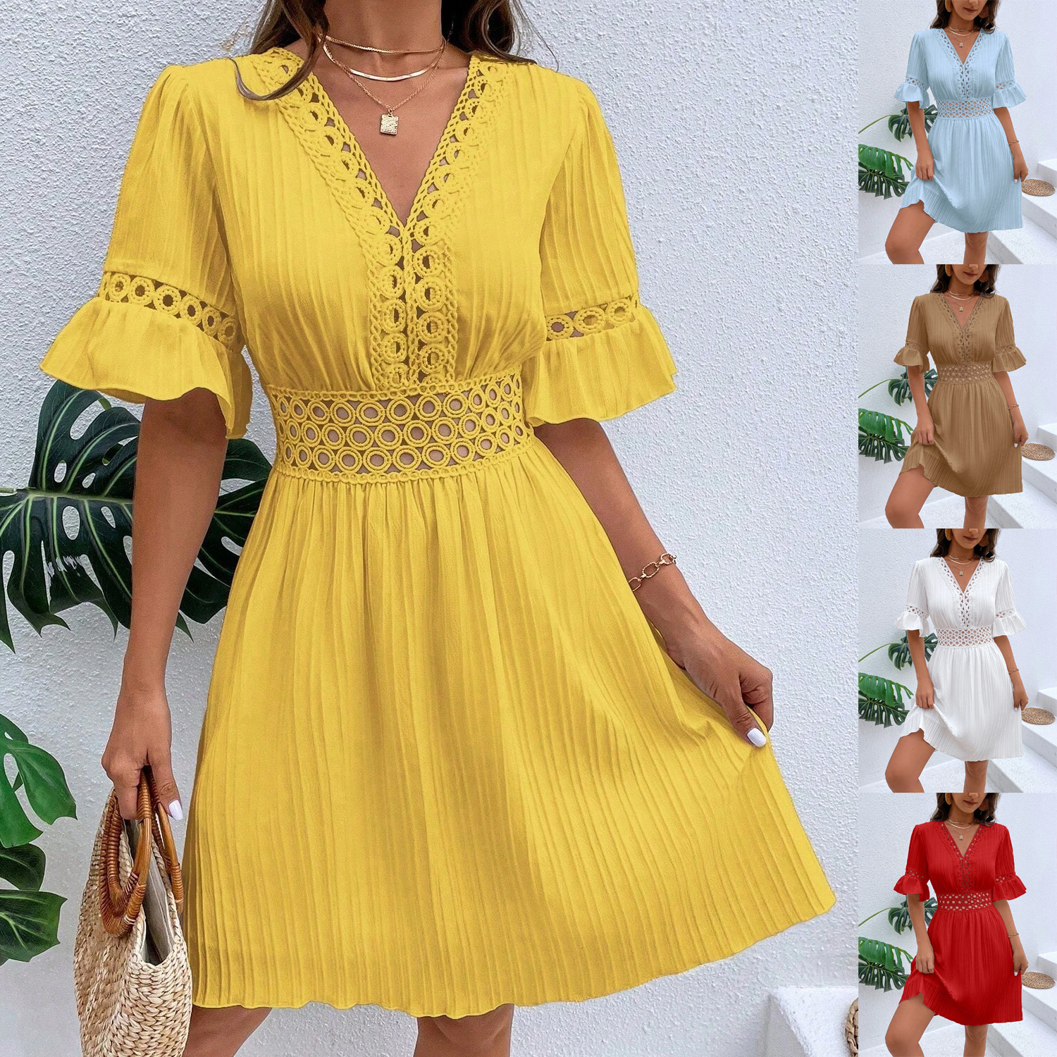 2024 cross-border European and American women's dress shein Amazon foreign trade dress lace national fashion dress women