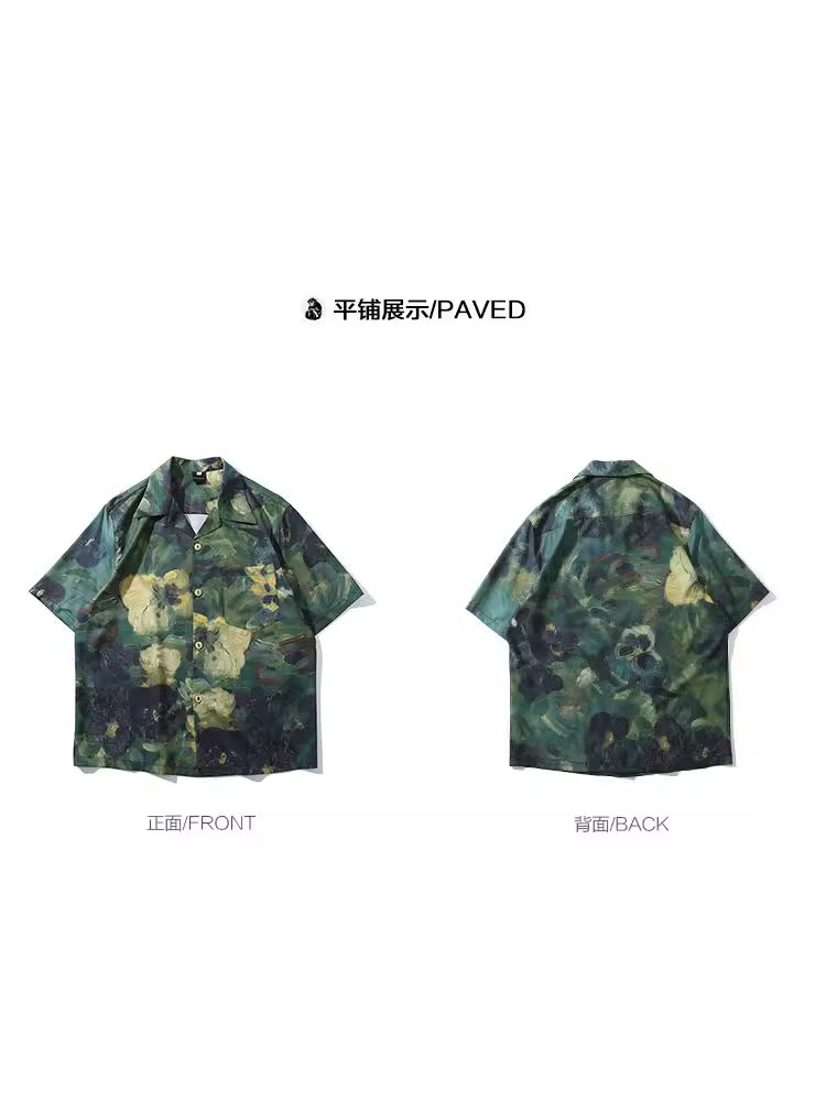 NASA Joint Hawaii Beach Short-sleeved Floral Shirt Men's Summer Couple Loose Holiday Style Casual Shirt Men's