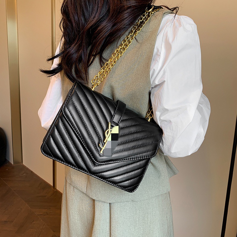 Cross-Border Foreign Trade Wholesale Chain Small Square Bag 2025 New Fashion Versatile Armpit Bag Embroidered Thread Shoulder Crossbody Bag