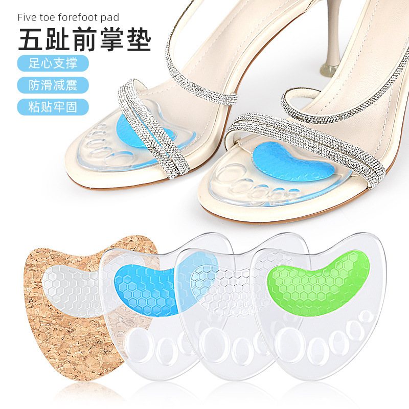 Soft Cork Arch Support Honeycomb Forefoot Pads for High Heels, Anti-Wear and Pain-Relief Forefoot Half-Size Pads, Soft Self-Adhesive Size-Adjusting Half-Size Insoles