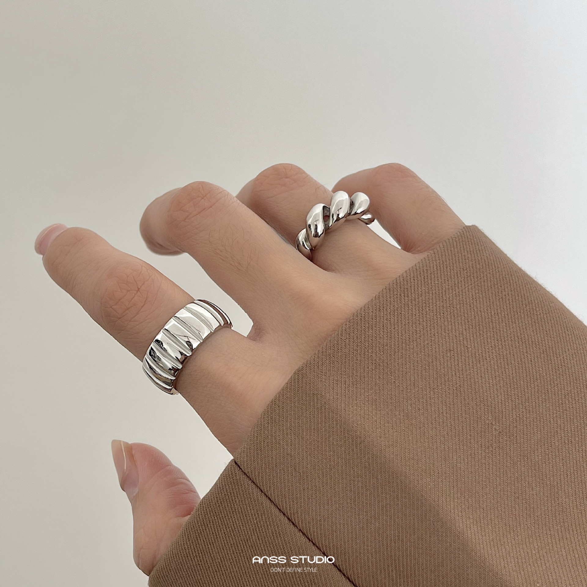 Korean Style New Croissant Ring for Women, Retro Fashion, Simple Twist Open Ring, Trendy Twist Index Finger Ring