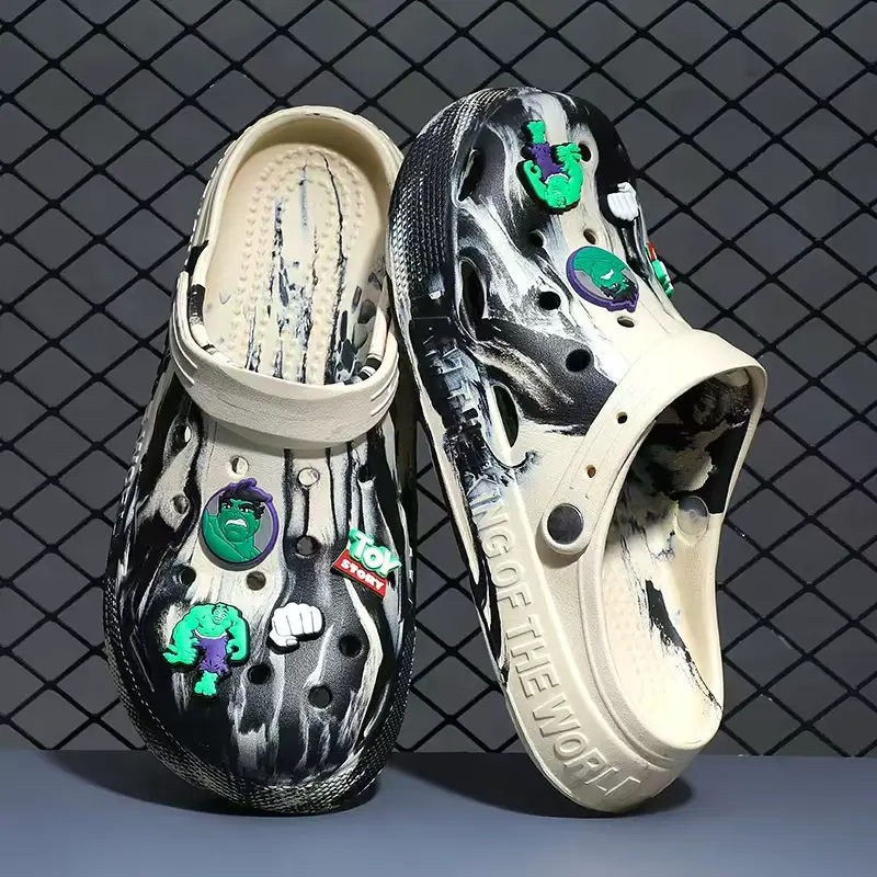 Croc Shoes Men's Summer Outwear Non Slip New arrival Beach Driving Toe-Toe Half Slippers Men Sandals Summer