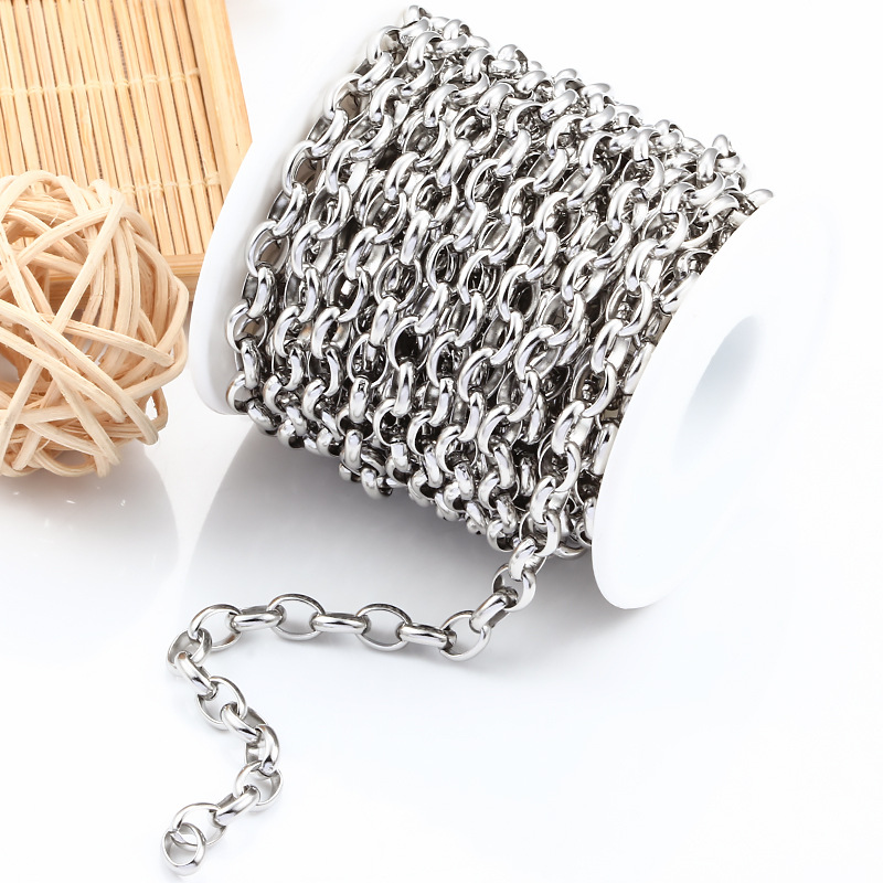 Stainless steel oval pearl chain chain multi-size luggage pants chain chain DIY jewelry accessories chain diy