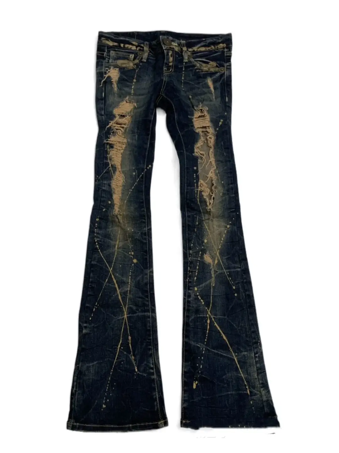 (Good Night) in Stock D.I.A Ripped Washed Splatter Low-Rise Jeans with Stretch