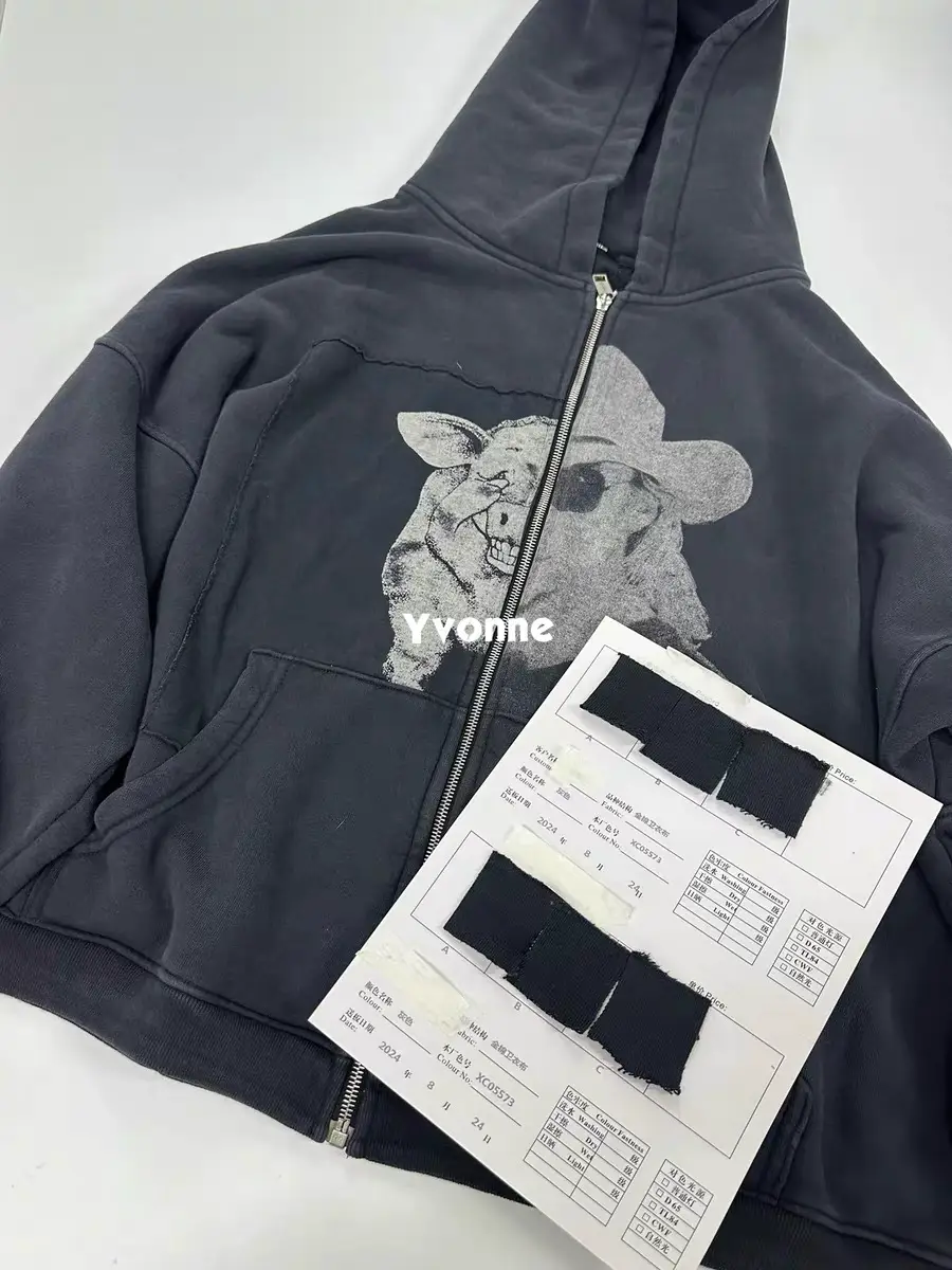 Erd Pig Man, the Melancholic Rich Second-Generation Pig Man Outwear Hooded Patchwork Zipper Outwear Cardigan