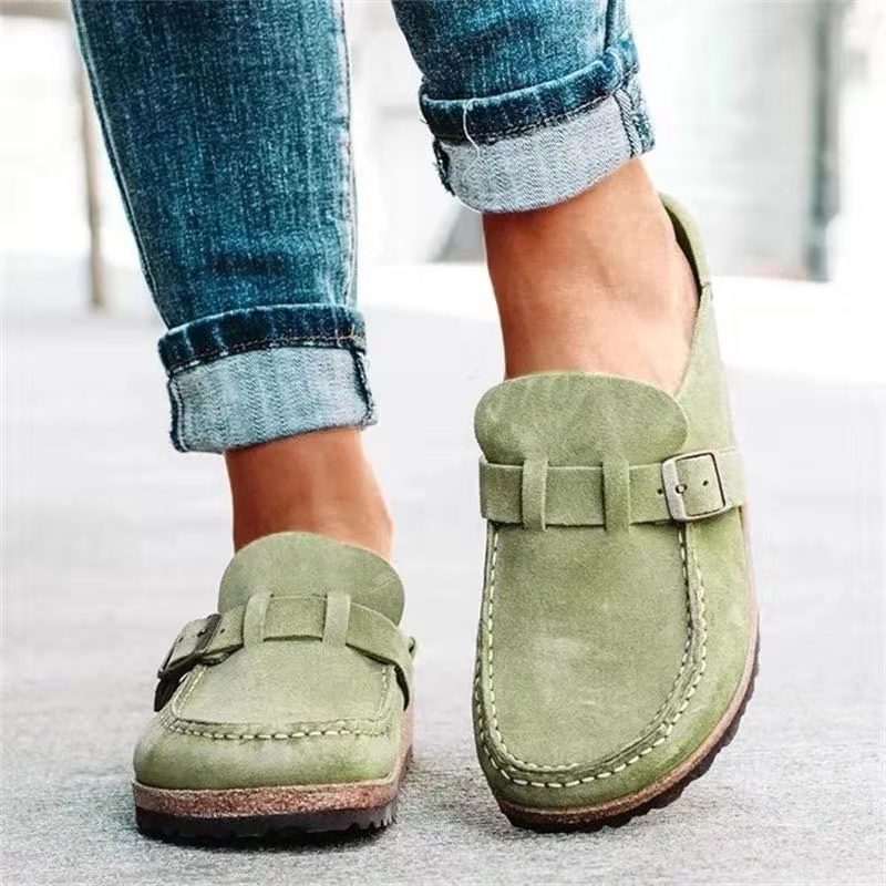 Amazon Independent Station Round Toe Low Heel Casual Women's Half Slippers Foreign Trade Large Size Sandals Women's Shoes Cross-Border Large Quantities in Stock