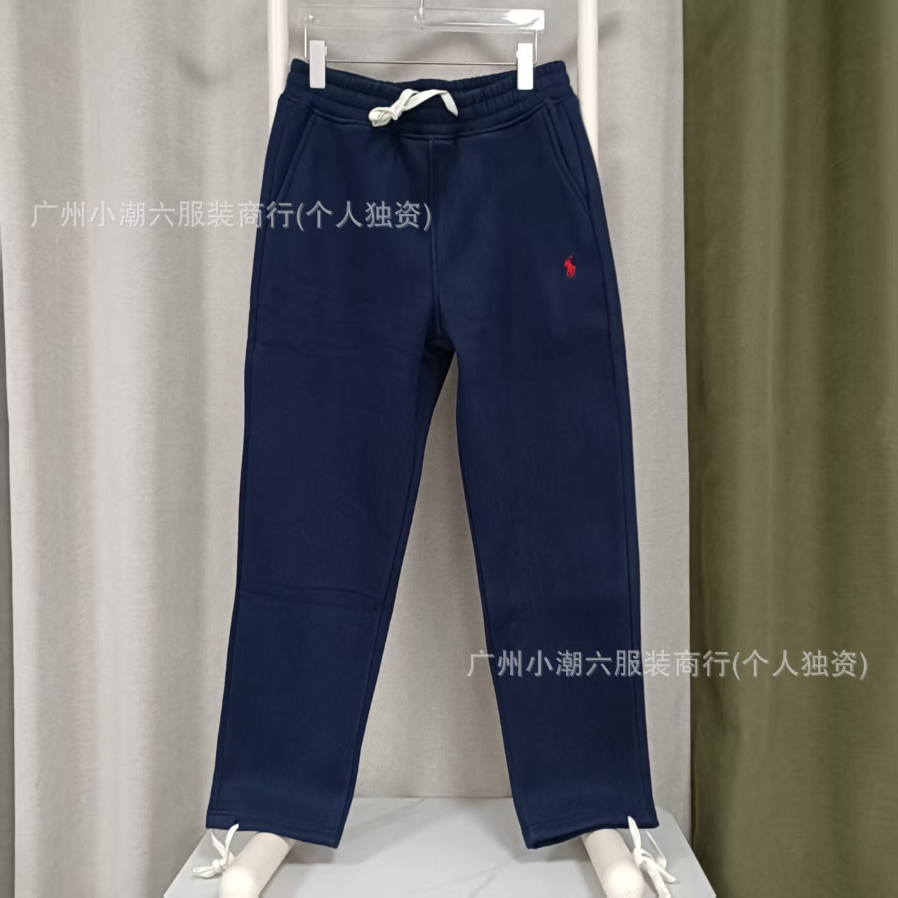 Foreign Trade Supply Rl War Horse Pure Cotton Fleece Embroidered Sweatpants Men's Drawstring Jogger Straight-Leg Sports Pants Casual Pants