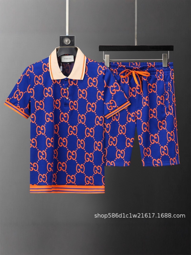 High-Quality Short-Sleeved Suit, Lapel Suit, Classic Letter-Printed Cotton Polo Short-Sleeved Suit for Men and Women Foto QC de 1688 na Qualit.ly