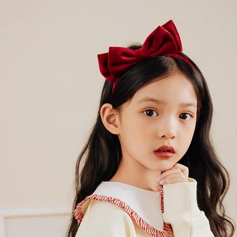 New year elegant children's headband velvet double-layer bow hairpin children's simple all-match headband parent-child headband