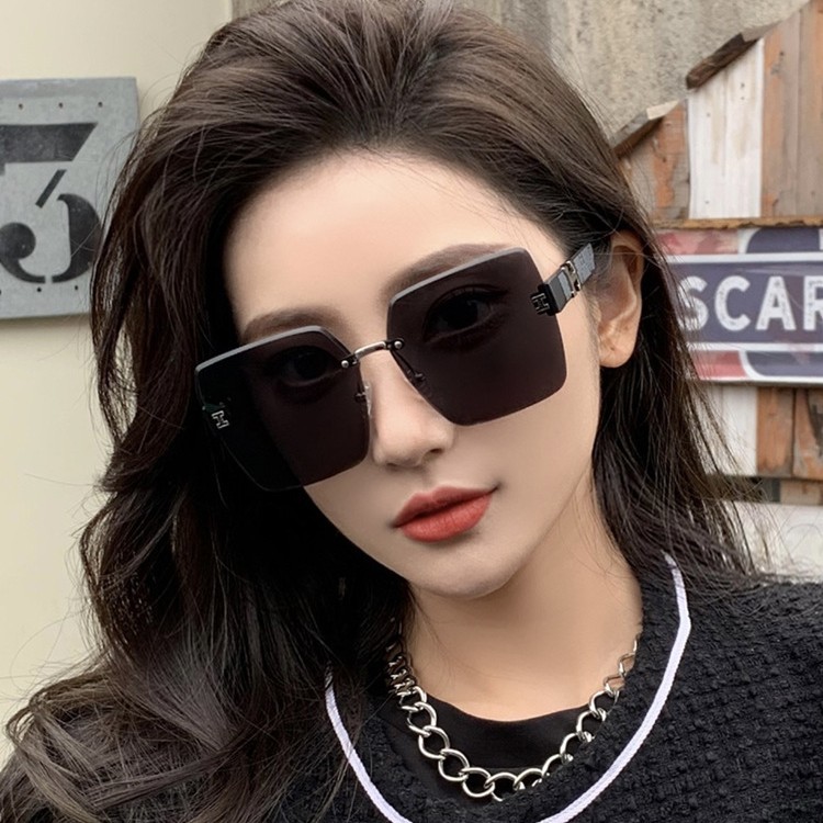 Cross-Border New Frameless Women's Sunglasses, Fashionable Glasses, Sunglasses for Women, High-End Luxury Brand, Light Luxury, Large Frame for Men and Women
