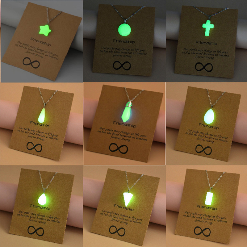 European and American cross-border hot sale luminous pendant necklace arrow water drop love cross hollow luminous necklace for women