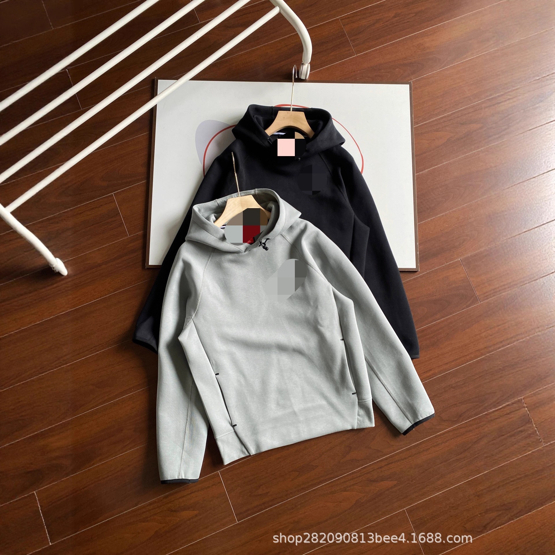25 New Spring and Autumn Season Simple Casual Loose Knit Hooded Pullover Sweatshirt for Men and Women in Black Foto QC de 1688 na Qualit.ly