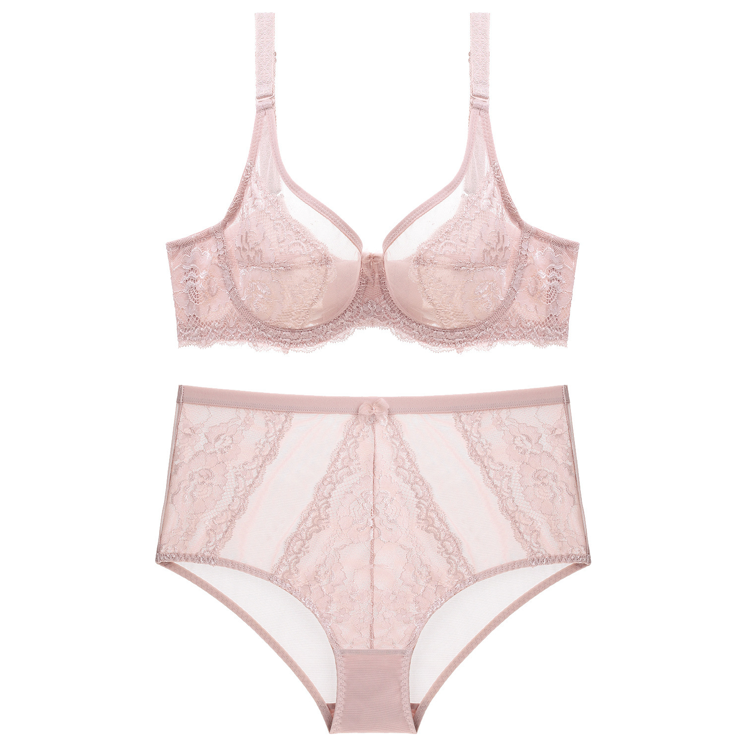 New European and American Sexy Women's Lace Side Breast Thin Bra Set with Big Breasts and Small Breasts, One Piece Drop Shipping