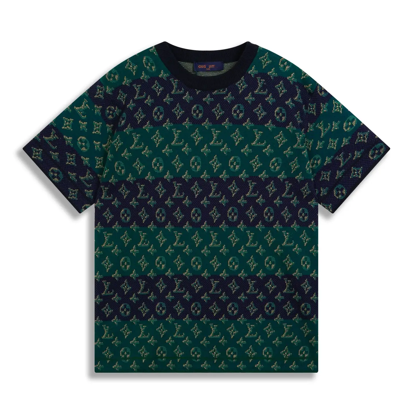 High Version Lujia 2025 Autum New Contrasting Logo Jacquard Casual Loose Men's and Women's Knitted Short-Sleeved Sweaters