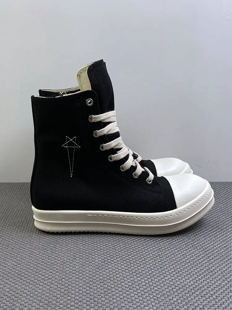 High-Top Canvas Shoes for Men Ro Five-Pointed Star Embroider Pattern Thick Sole Heightening Easiest for match Casual Sneakers for Women Couple Short Boots Trendy