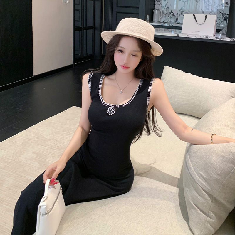 Cross-Border Knitted Stylish Dress 2026 Summer New Luxury Sleeveless Tank Top Women's Base Dress