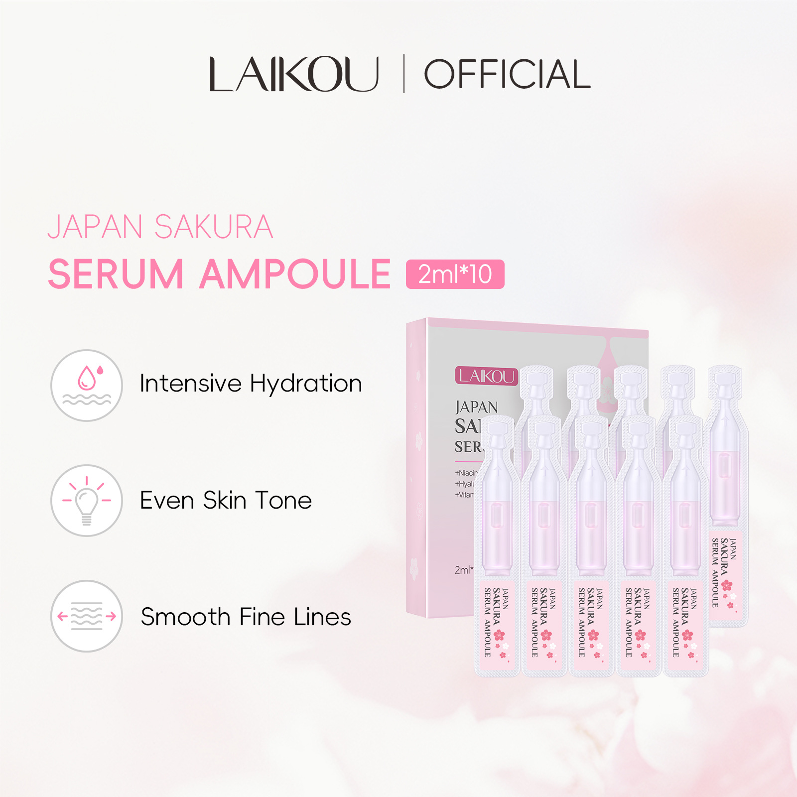 Cross-border new Lecco cherry blossom essence bottle 2ml * 10 facial moisturizing essence wholesale nicotinamide