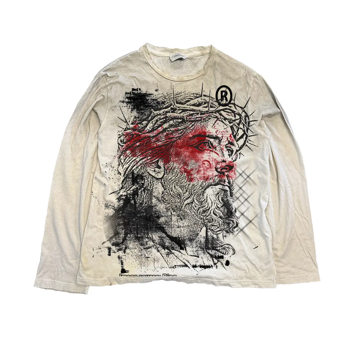Shilong Shibu Printed Trendyy Creative Long-Sleeved ins Design Rock Punk Music Festival Wear Super Cool T-Shirt