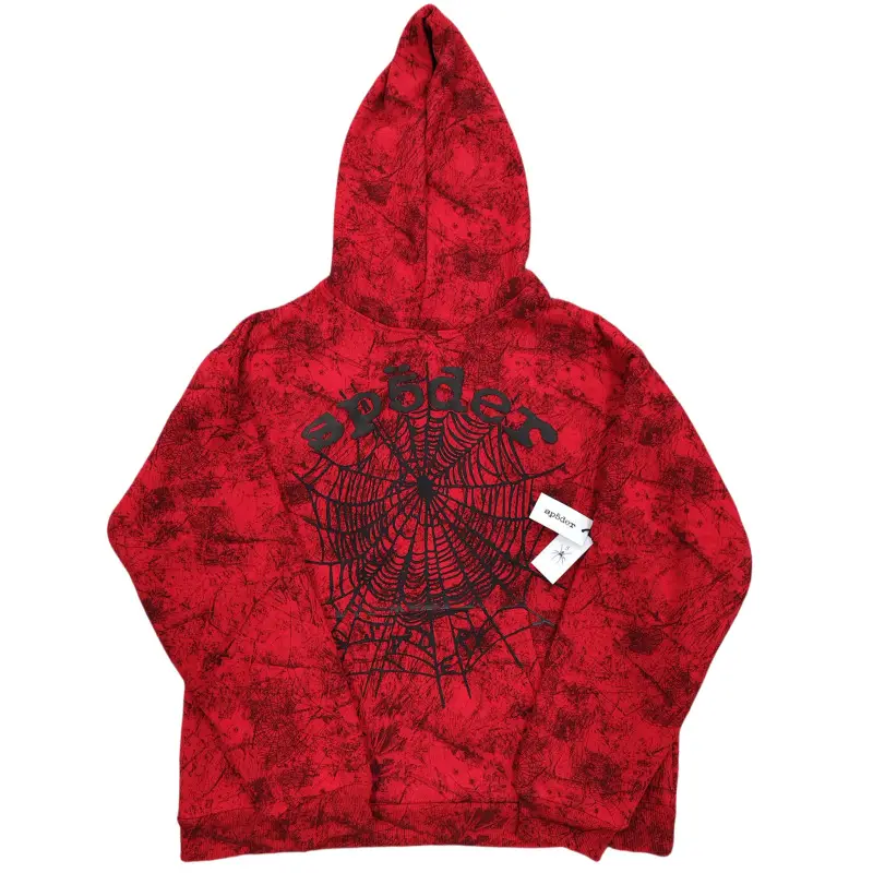 Cross-border American tide hoodie casual loose red twig camouflage spider web Sp5der Sweatshirt Men's Foreign Trade Wholesale