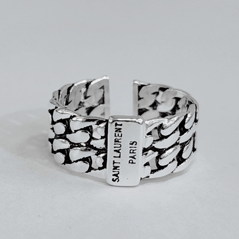 Wide English letter ring wholesale fashion personality double-layer chain vintage Thai Silver open ring ring female jewelry