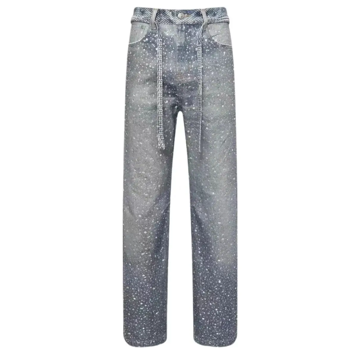 2025 China Resuming Rhinestone 3D Stereo Printing Son of Heaven Full Diamond Loose Casual Straight Jeans
