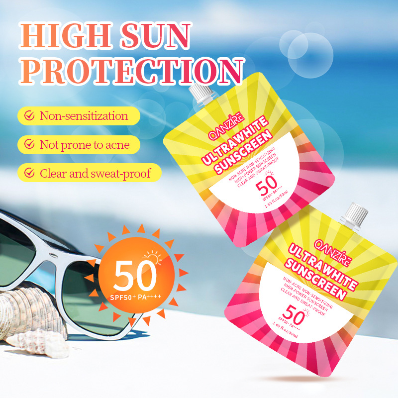 Cross-border Southeast Asia Sunscreen sunscreen Explosions Tiktok Waterproof Sweat Ultra White Sunscreen SPF50 Bag