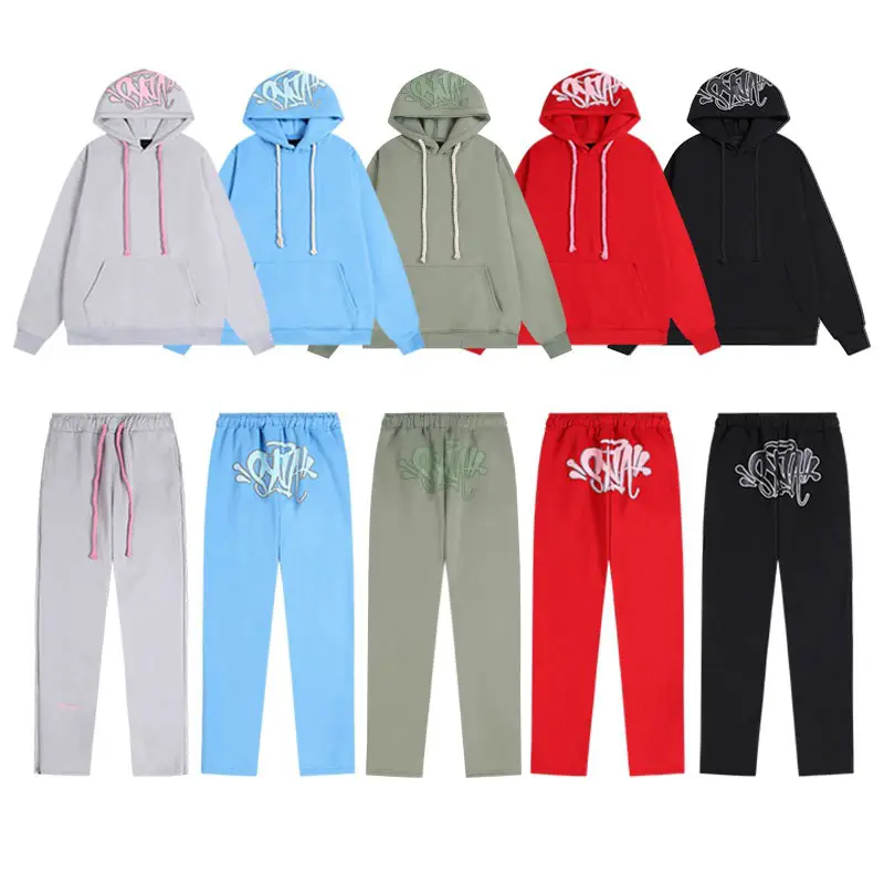Syna Drill wind American street hip-hop padded suit men's and women's casual hooded sweatshirt zipper sweatpants