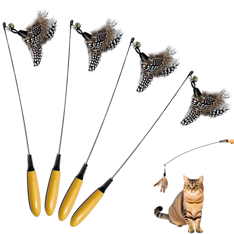 Cat Toy Cat Fun Stick Self-Hi to relieve boredom CFA Class Small Flying Insect Feather Replacement Head Scratch-Resistant Kitten Supplies