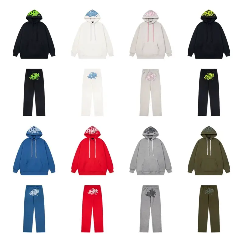 Drill Syna World Classic Foam Print Fashion Casual fleece-lined Hooded Sweatshirt Pants suit