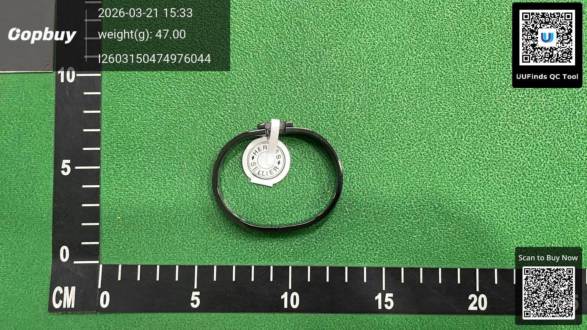 Hermes H Closure Bangle Black