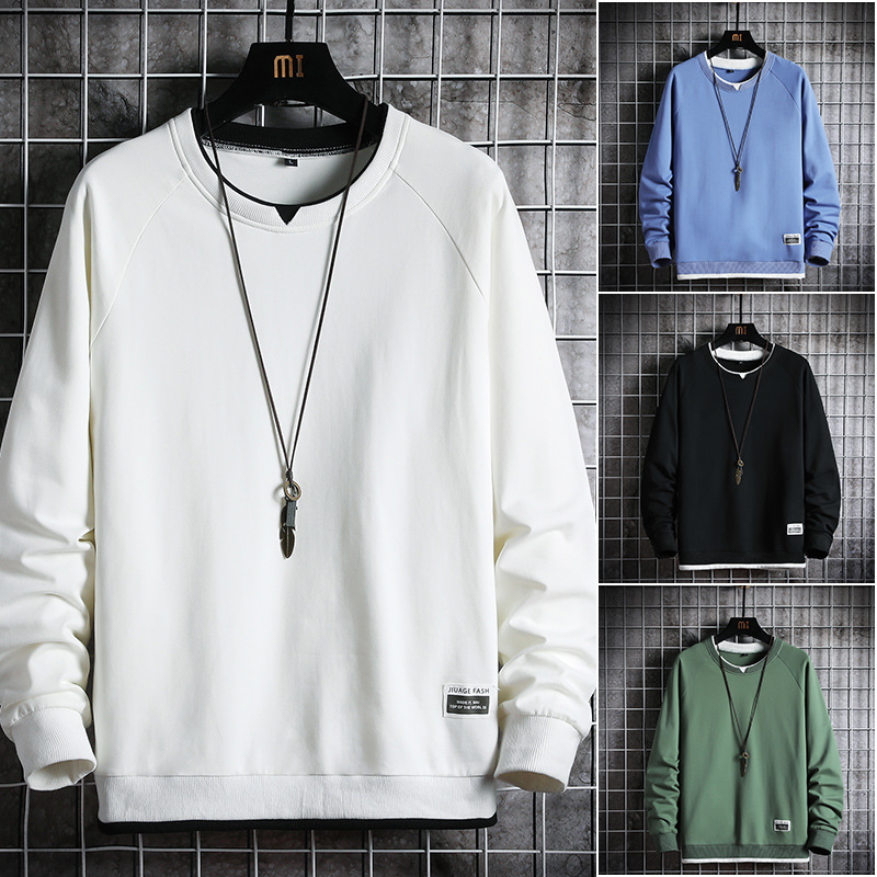 Sweater Men's 2024 Spring and Autumn Slim-fit Crewneck Long-sleeved T-shirt Trendy Ins Pullover Trendy Brand Casual Base Shirt Cross-border