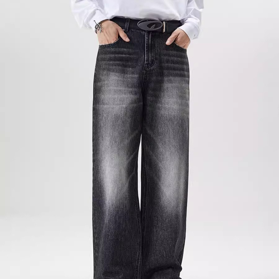 Jeans Men's Denim Direct Sales Straight Leg Loose Casual Youth Business Pants Wide Leg Jeans Men's Floor-Length Trousers