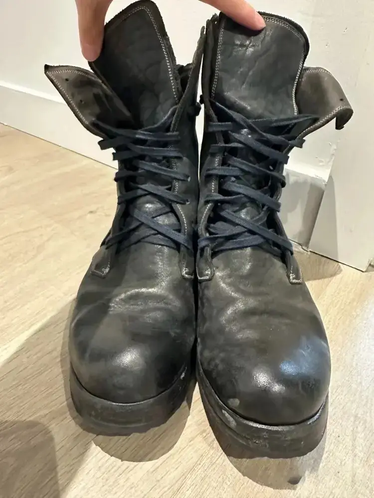 Black Distressed Two-Layer Sole Boots for Men and Women, Dark Series Front Lace-Up Retro Couple Short Boots