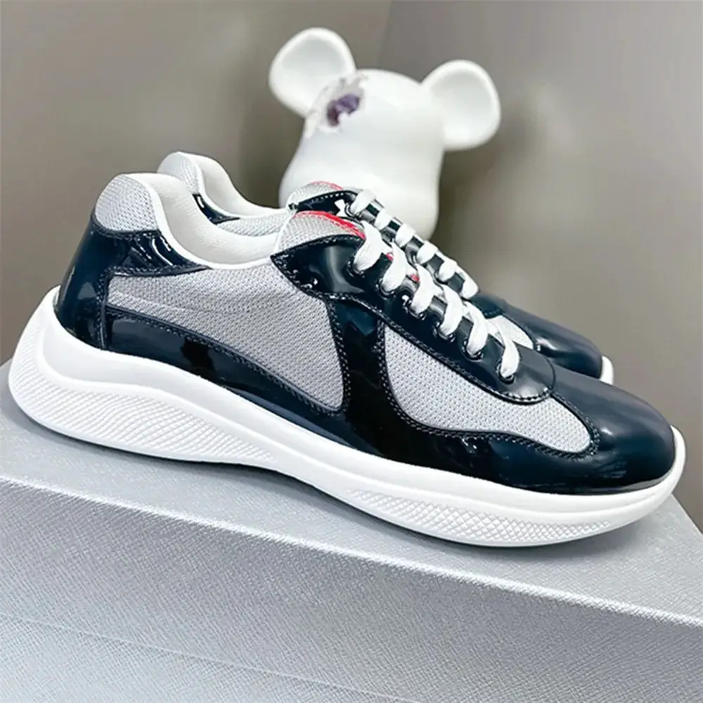 In-Stock P Brand Men's Sports Casual Shoes Genuine Leather Mesh Breathable Fashion Trendy Brand Patent Leather Comfortable Classic Versatile Shoes