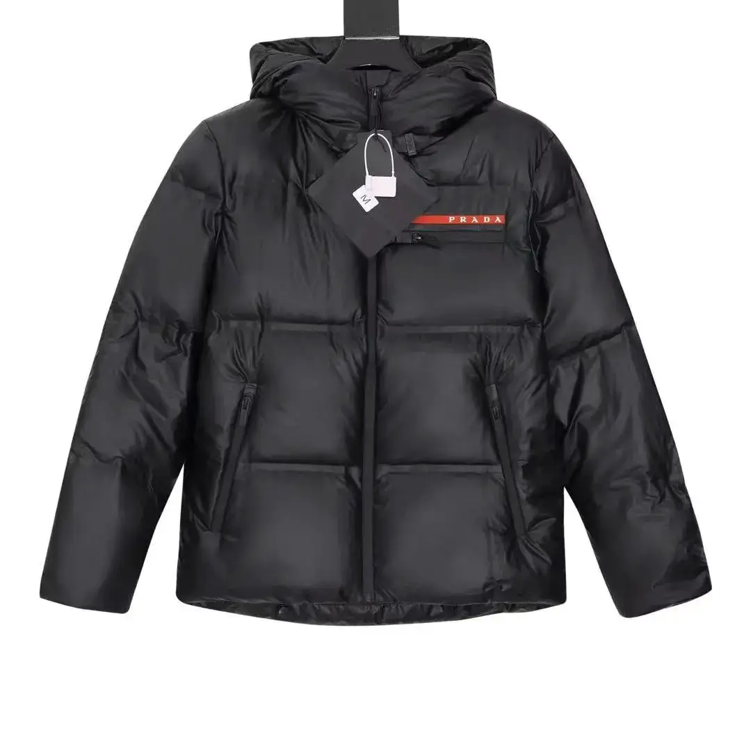 Red logo classic logo hooded down jacket