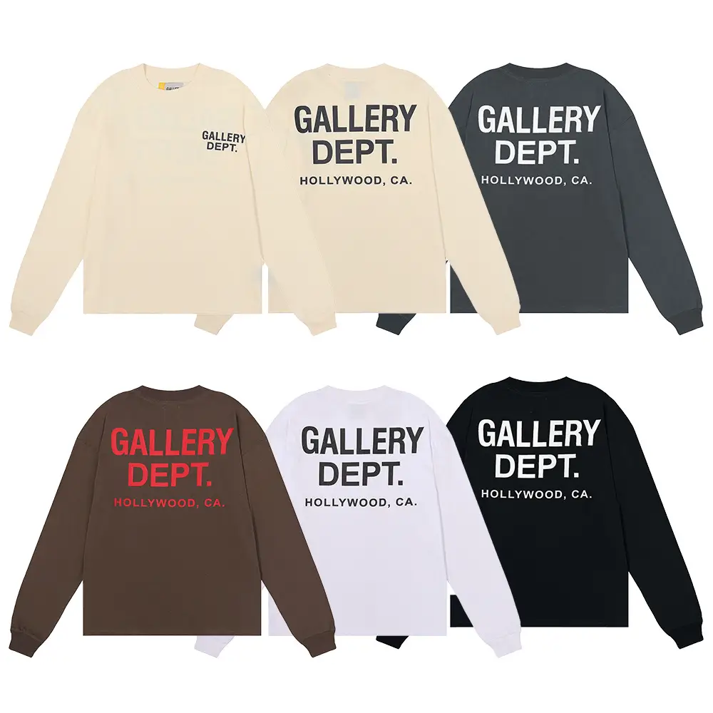 2024Ss American Trendy Brand Gallery Multi-Color Basic Pure Cotton Long-Sleeved T-Shirt Fat Man Bottoming Cross-Border E-Commerce Te