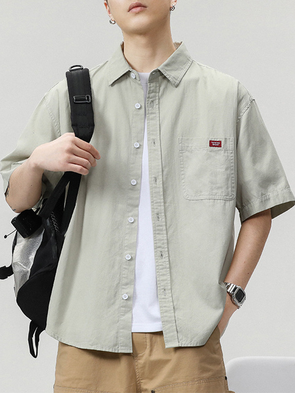 Mingge | Spring/Summer 2025 New Workwear Short-sleeved Shirt Men's Japanese Retro Fashion Brand Joker Loose Casual Shirt