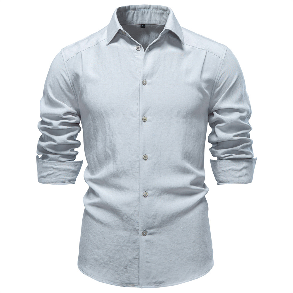 2026 Spring New Cross-Border European Size Business Shirt Men's Casual Versatile Old Money Style Wrinkled Long Sleeve Shirt for Men