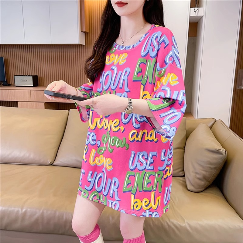 2026 Spring/Summer New Korean Style Loose Mid-Length Trendy Letter Ins Style Versatile Short-Sleeve T-Shirt Women's Top